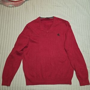 Express Men's V-Neck Sweater in Rich Red